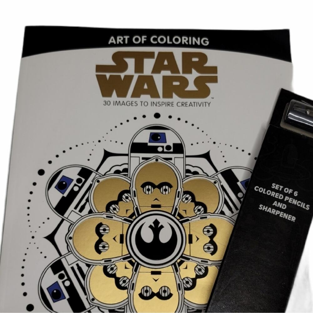 Disney Star Wars Art Of Coloring Book & 6 Colored Pencils Loot Crate Exclusive
